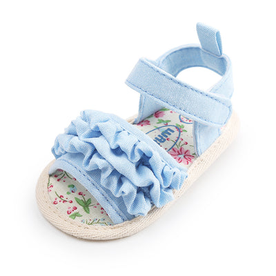 Baby Girl Ruffled Floral Sandals Magic Tape - Little Kooma