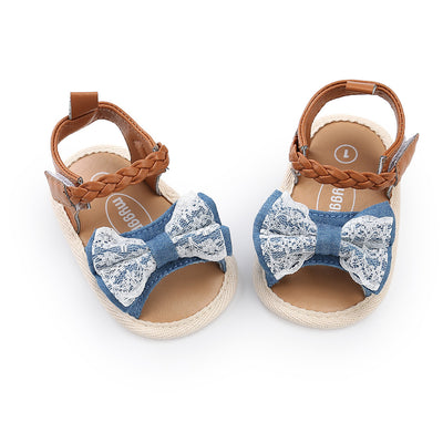 Baby Girl Denim Bowtie Sandals - 0912 - Little Kooma