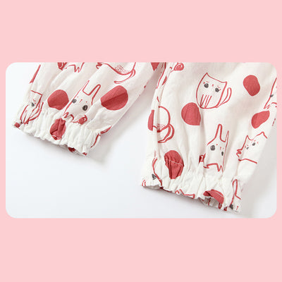 Baby Girl's Cotton Pants w Bunnies n Cats - Little Kooma