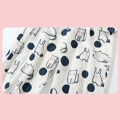 Baby Girl's Cotton Pants w Bunnies n Cats - Little Kooma
