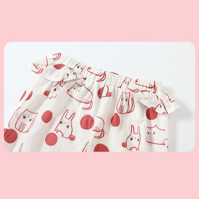 Baby Girl's Cotton Pants w Bunnies n Cats - Little Kooma