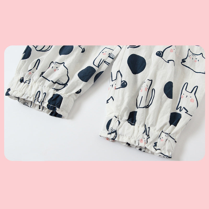 Baby Girl's Cotton Pants w Bunnies n Cats - Little Kooma