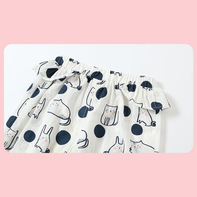 Baby Girl's Cotton Pants w Bunnies n Cats - Little Kooma