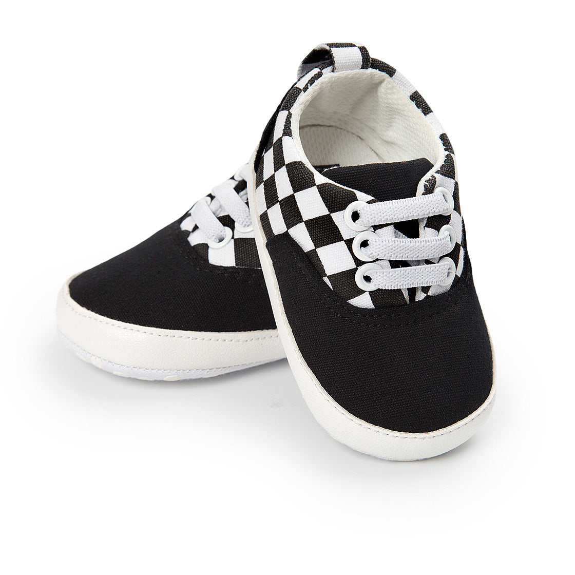 Baby Boy Denim Checker Block Canvas Shoes Sneaker - Little Kooma