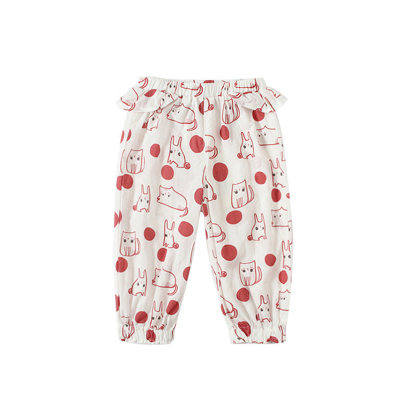 Baby Girl's Cotton Pants w Bunnies n Cats - Little Kooma