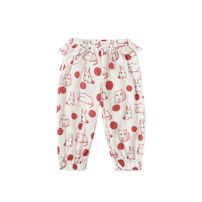 Baby Girl's Cotton Pants w Bunnies n Cats - Little Kooma