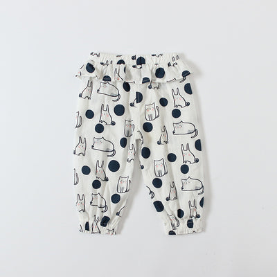 Baby Girl's Cotton Pants w Bunnies n Cats - Little Kooma