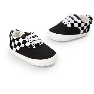Baby Boy Denim Checker Block Canvas Shoes Sneaker - Little Kooma