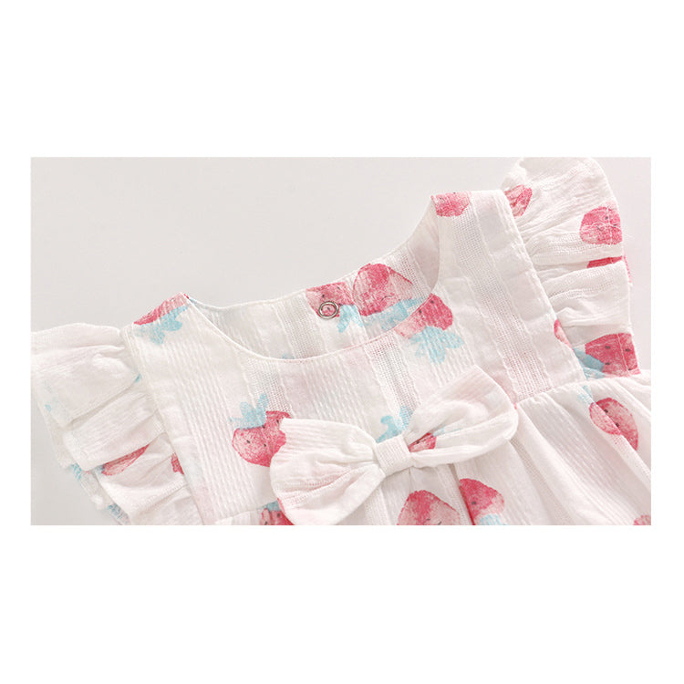 Baby Girl Strawberry Dress n Knicker n Headwrap 3 Piece Set - Little Kooma