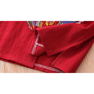 Boys Cheongsam Set Embroidered Dragon Front Buttons - Little Kooma