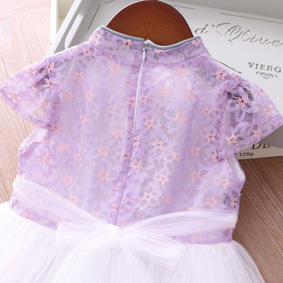 Girls Voile Lace Splicing Cheongsam Dress w Bag - Little Kooma