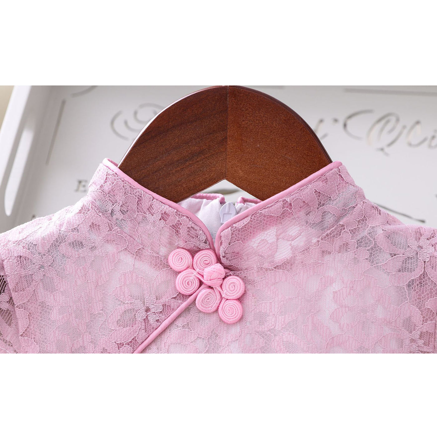 Girls Voile Lace Splicing Cheongsam Dress w Bag - Little Kooma