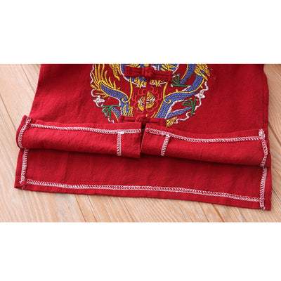 Boys Cheongsam Set Embroidered Dragon Front Buttons - Little Kooma
