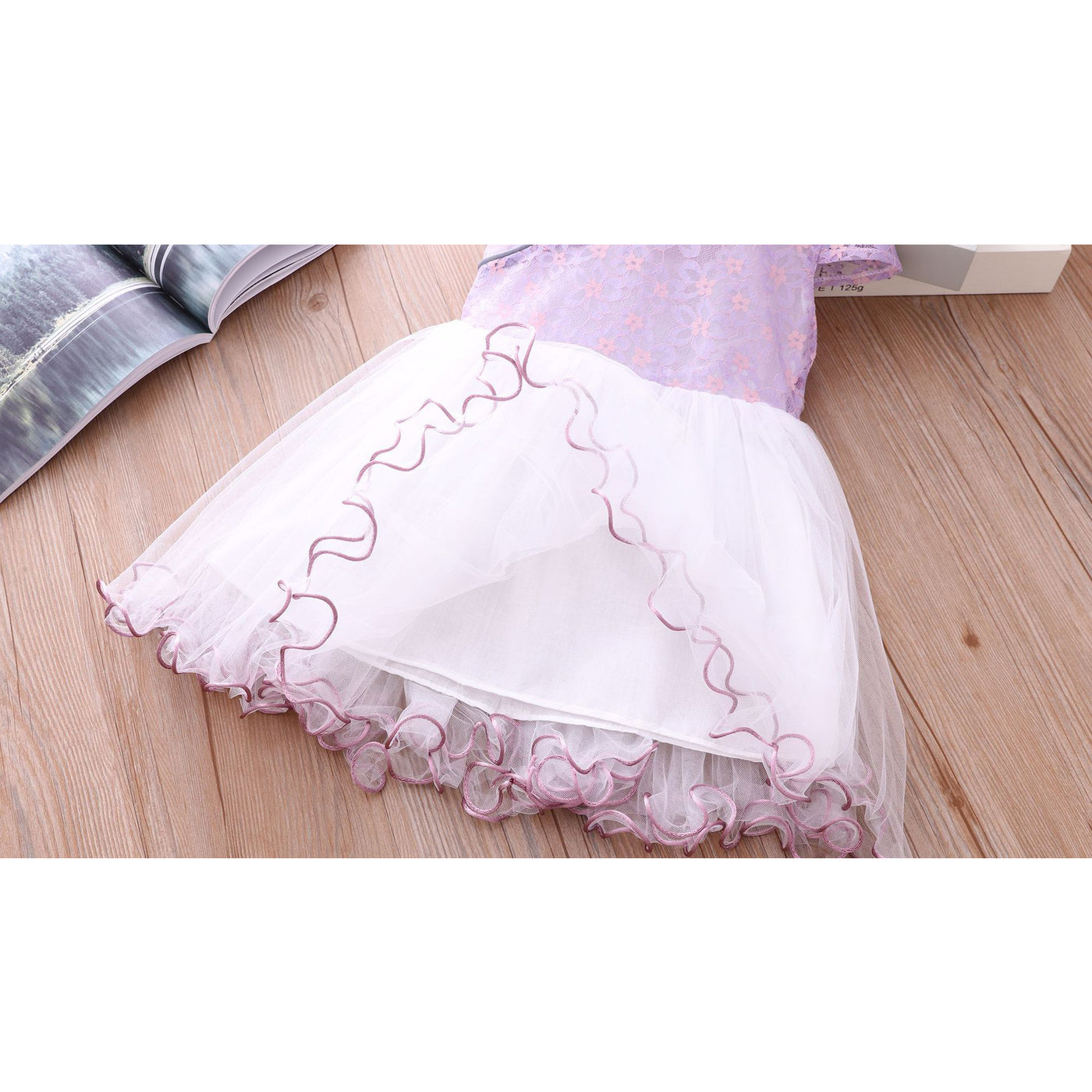 Girls Voile Lace Splicing Cheongsam Dress w Bag - Little Kooma