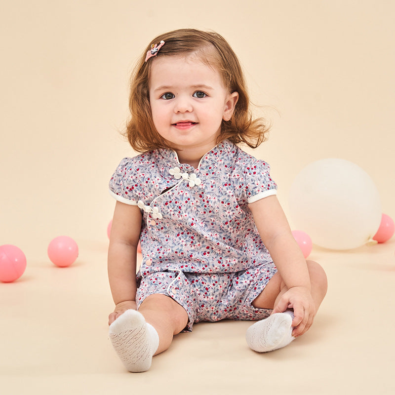 Baby Girl's Purple Cheongsam Romper - 1028 - Little Kooma