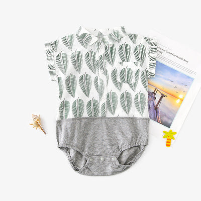 Baby Splicing Bodysuit w Leaves - 1006 - Little Kooma