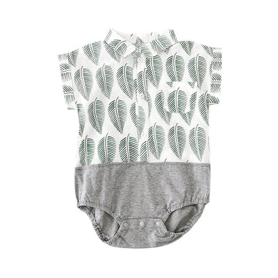 Baby Splicing Bodysuit w Leaves - 1006 - Little Kooma