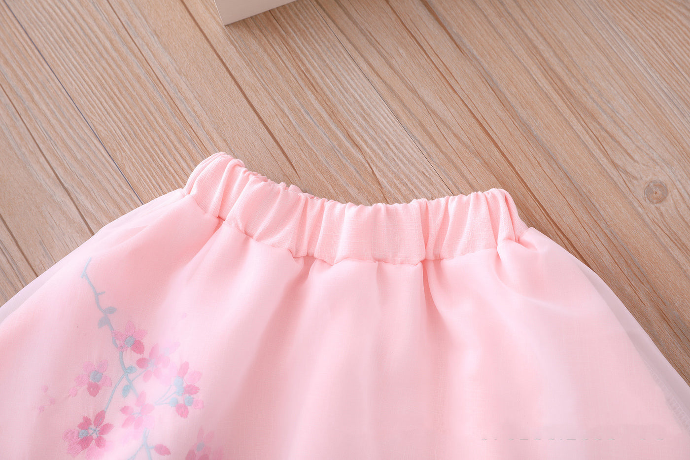 Kids Girls Voile Cheongsam Set Top n Skirt Pink Embroidered Peach Flowers CNY Chinese New Year Outfit - Little Kooma