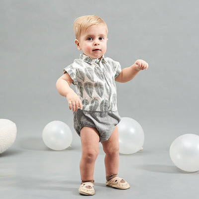 Baby Splicing Bodysuit w Leaves - 1006 - Little Kooma