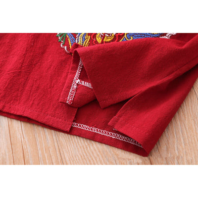 [KB09] Boys Cheongsam Set Embroidered Dragon Front Buttons CNY Chinese New Year Outfit - Little Kooma