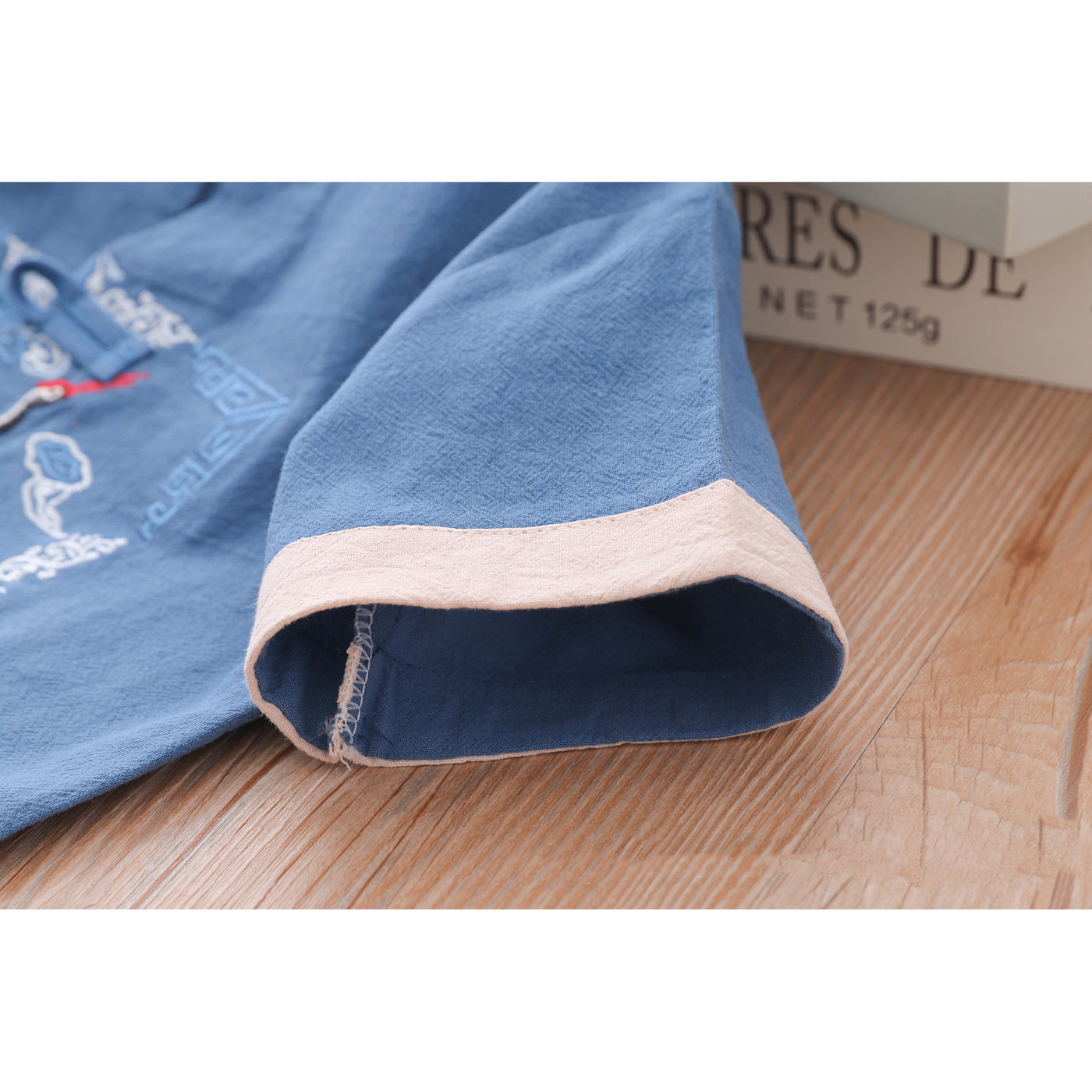 [KB08] Kids Boys Cheongsam Set Top n Shorts Embroidered Crane n Auspicious Clouds CNY Chinese New Year Outfit - Little Kooma