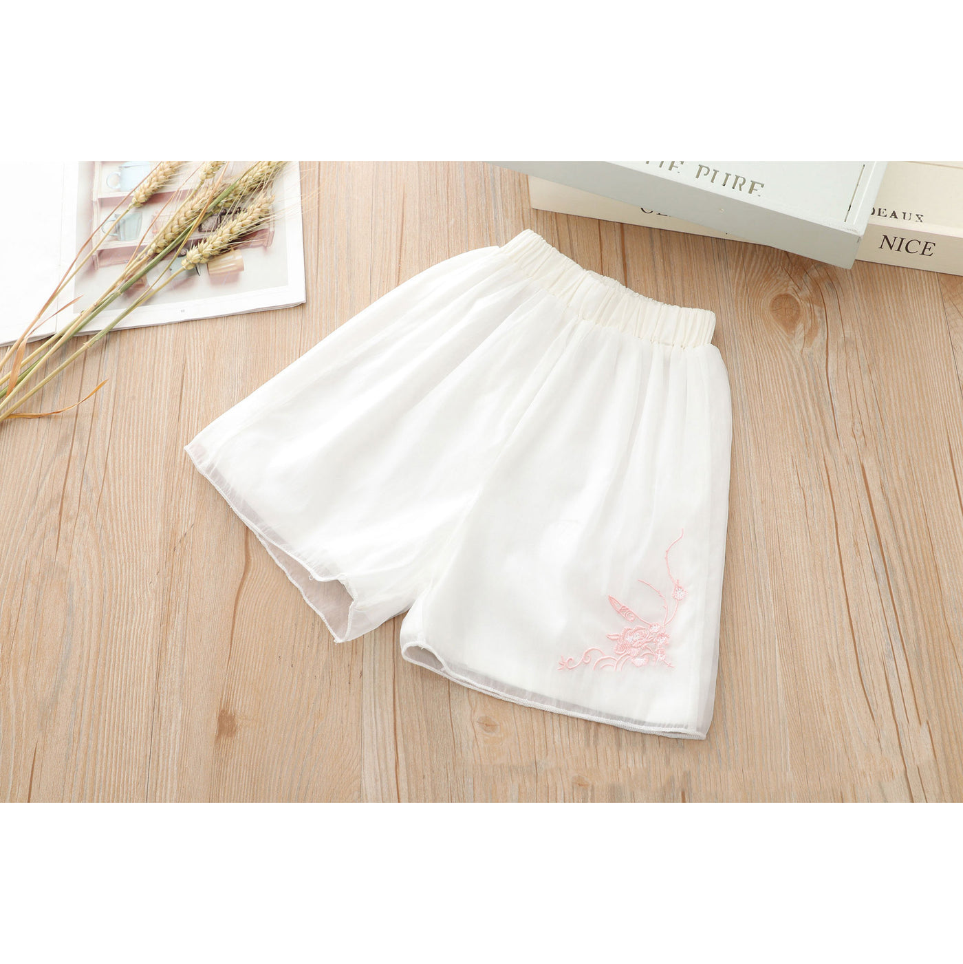 [KG16] Kids Girls Cheongsam 2 Piece Set Top n Voile Shorts CNY Chinese New Year Outfit - Little Kooma