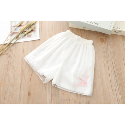 [KG16] Kids Girls Cheongsam 2 Piece Set Top n Voile Shorts CNY Chinese New Year Outfit - Little Kooma