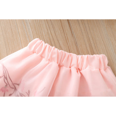 [KG06] Kids Girls Voile Cheongsam Set Top n Skirt Embroidered Flower n Butterfly CNY Chinese New Year Outfit - Little Kooma