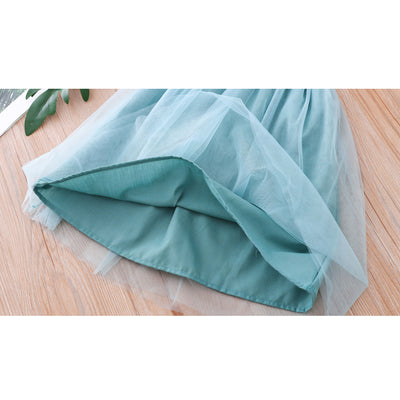 Girls Cheongsam Set White Top w Flower Prints n Green Skirt - Little Kooma
