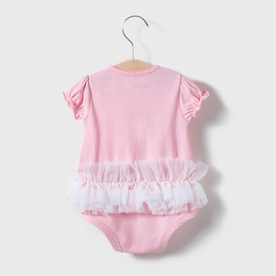 Baby Girl Pink Romper Voile Skirt Big Bowtie - 0611 - Little Kooma