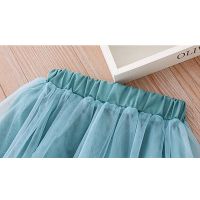 Girls Cheongsam Set White Top w Flower Prints n Green Skirt - Little Kooma