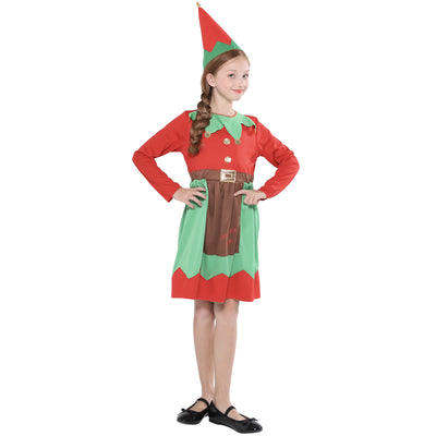 Kids Christmas Outfit Christmas Elf Red n Green Dress Set - Little Kooma