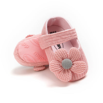 Baby Girl Woolen Covered Flats w Flower - Little Kooma