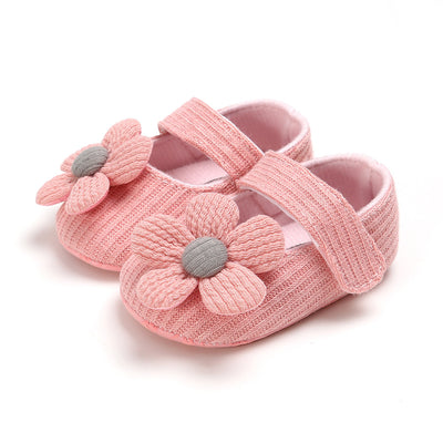 Baby Girl Woolen Covered Flats w Flower - Little Kooma