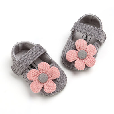 Baby Girl Woolen Covered Flats w Flower - Little Kooma