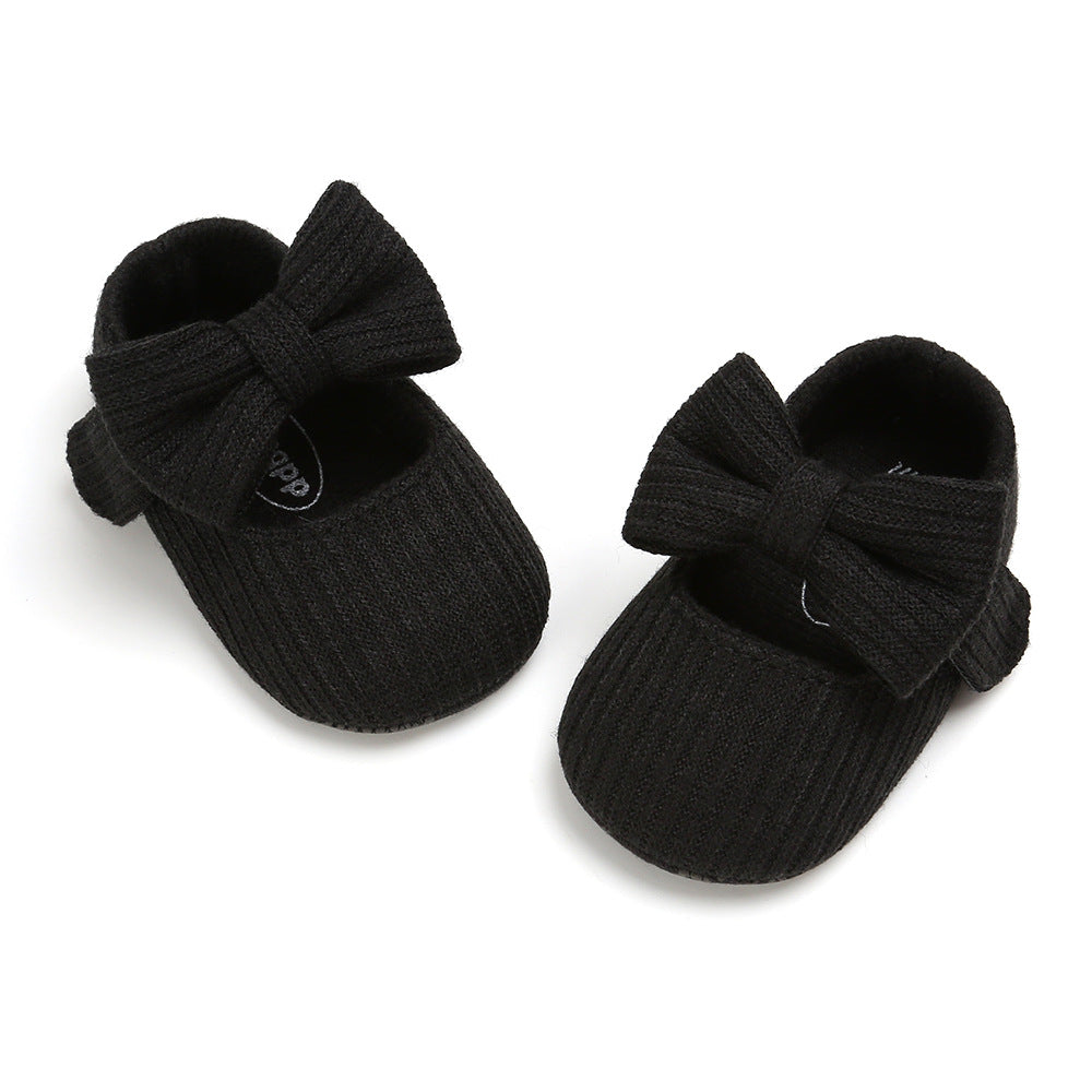 Baby Girl Knit Shoes Bowtie Magic Tape - 0912 - Little Kooma