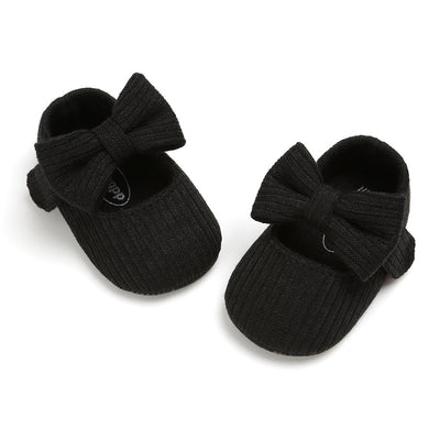 Baby Girl Knit Shoes Bowtie Magic Tape - 0912 - Little Kooma
