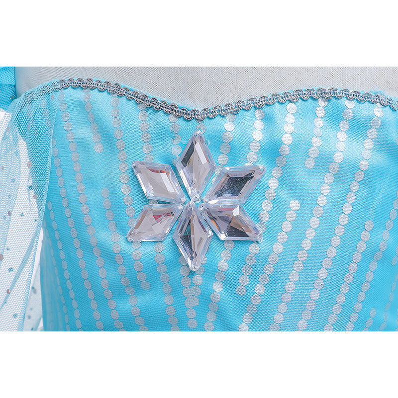 Elsa Dress w Cape Puff Sleeves Frozen Costume - Little Kooma