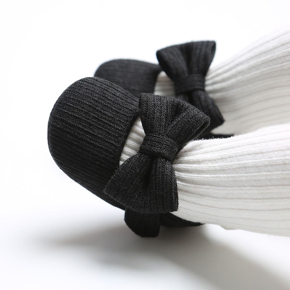 Baby Girl Knit Shoes Bowtie Magic Tape - 0912 - Little Kooma