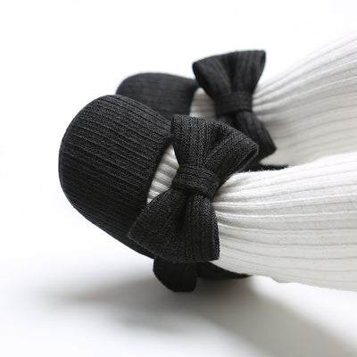 Baby Girl Knit Shoes Bowtie Magic Tape - 0912 - Little Kooma