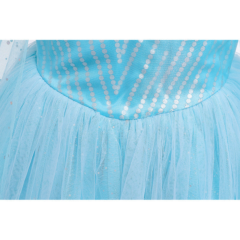 Elsa Dress w Cape Puff Sleeves Frozen Costume - Little Kooma