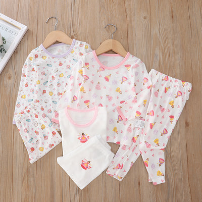 Baby Kid Girls Long Sleeve T-shirt Pants Pajamas Princess 3 Pack - Little Kooma