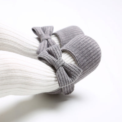 Baby Girl Knit Shoes Bowtie Magic Tape - 0912 - Little Kooma