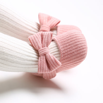 Baby Girl Knit Shoes Bowtie Magic Tape - 0912 - Little Kooma