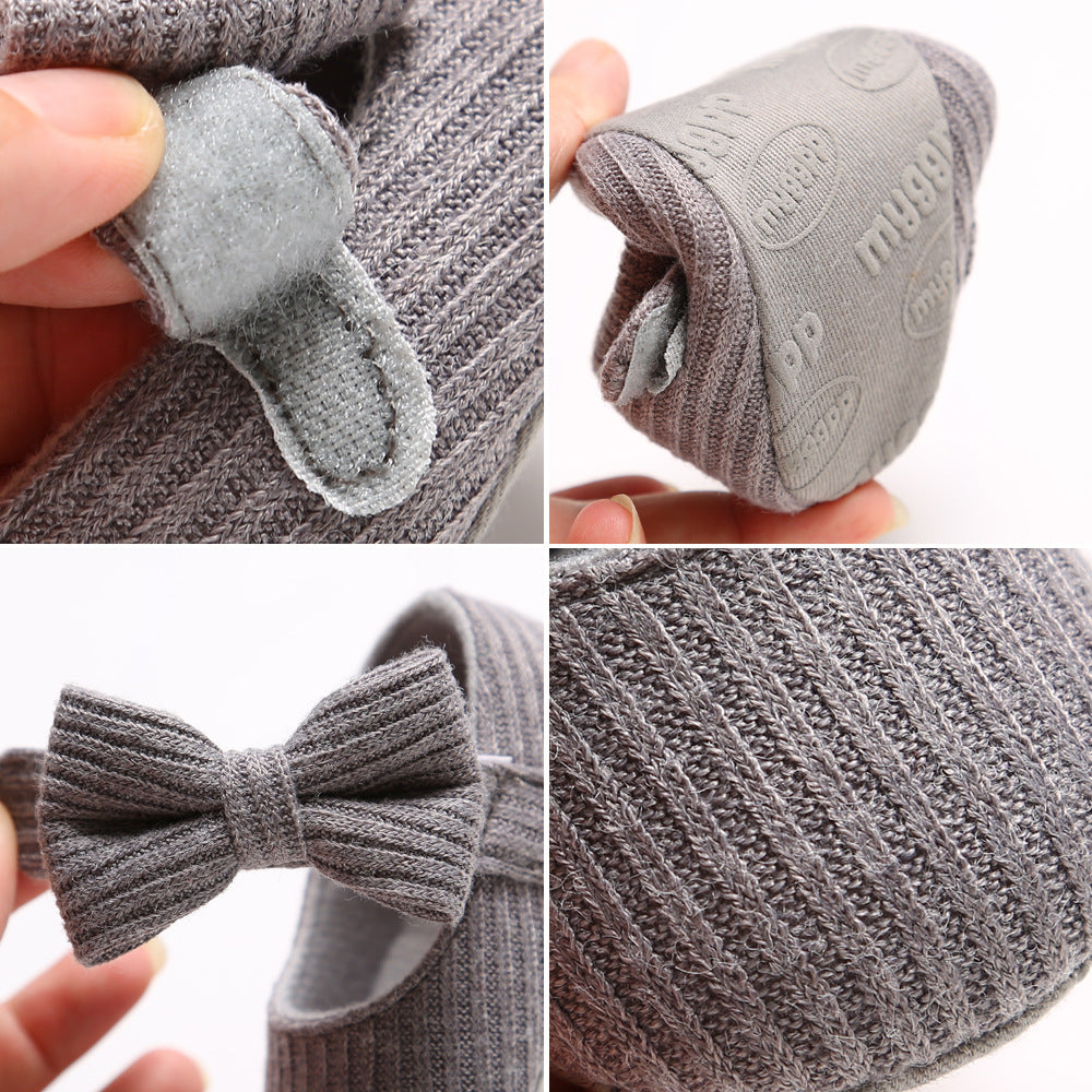 Baby Girl Knit Shoes Bowtie Magic Tape - 0912 - Little Kooma
