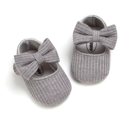 Baby Girl Knit Shoes Bowtie Magic Tape - 0912 - Little Kooma