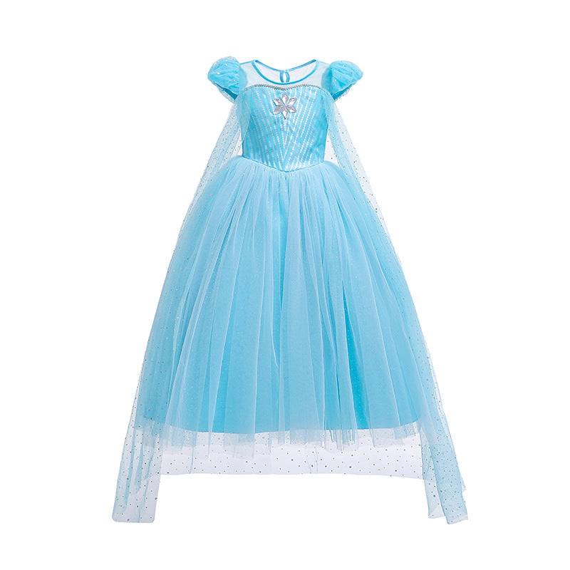 Elsa Dress w Cape Puff Sleeves Frozen Costume - Little Kooma