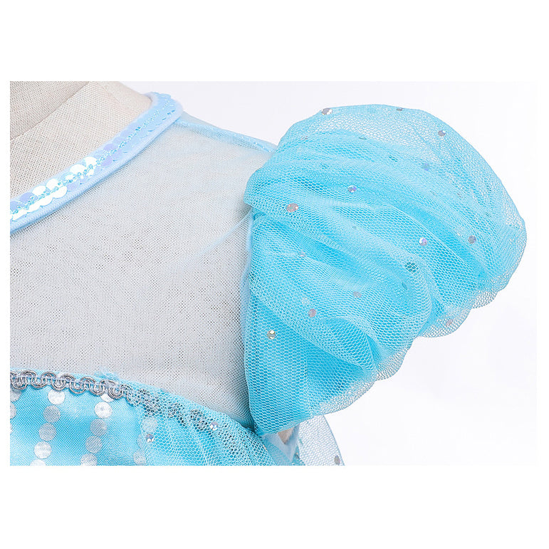 Elsa Dress w Cape Puff Sleeves Frozen Costume - Little Kooma