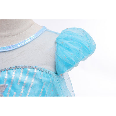 Elsa Dress w Cape Puff Sleeves Frozen Costume - Little Kooma