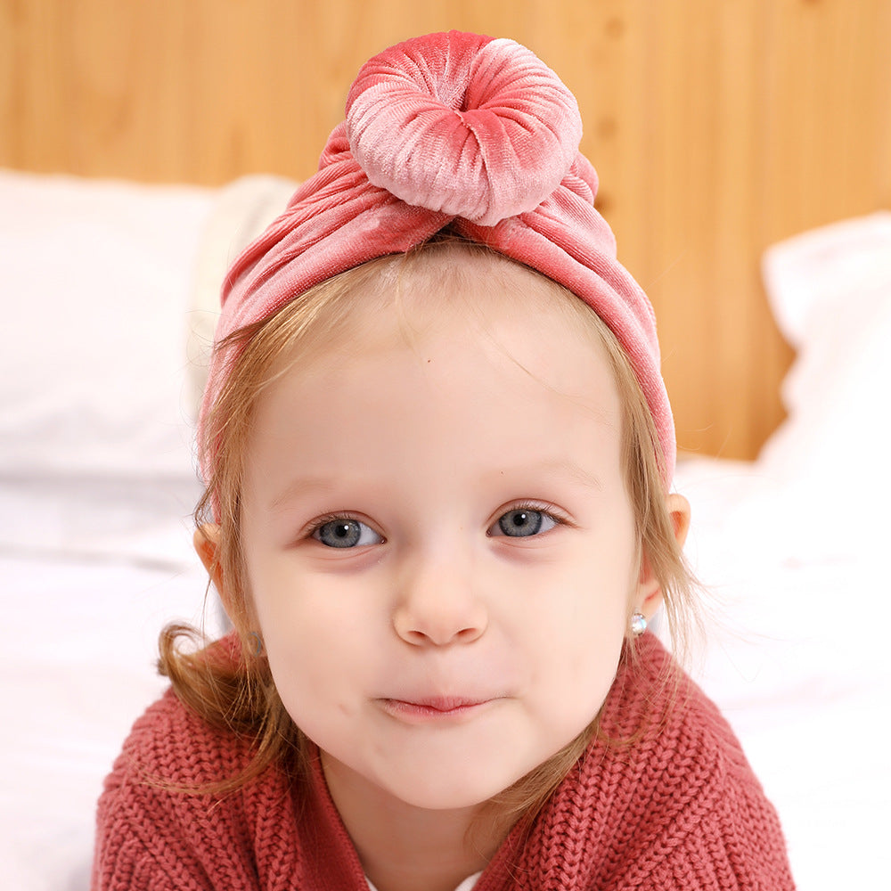 Baby Girl's Velour Turban Hat w Donut - 0816 - Little Kooma